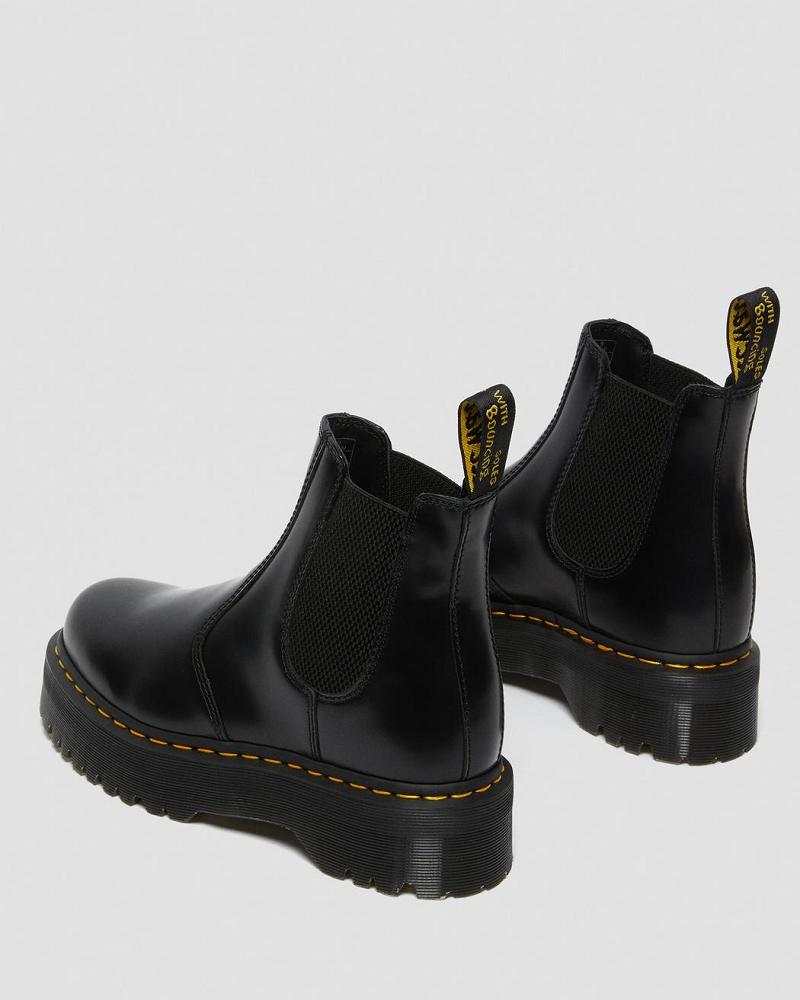 Black Men's Dr Martens 2976 Polished Smooth Platform Ankle Boots | CA 423YXF